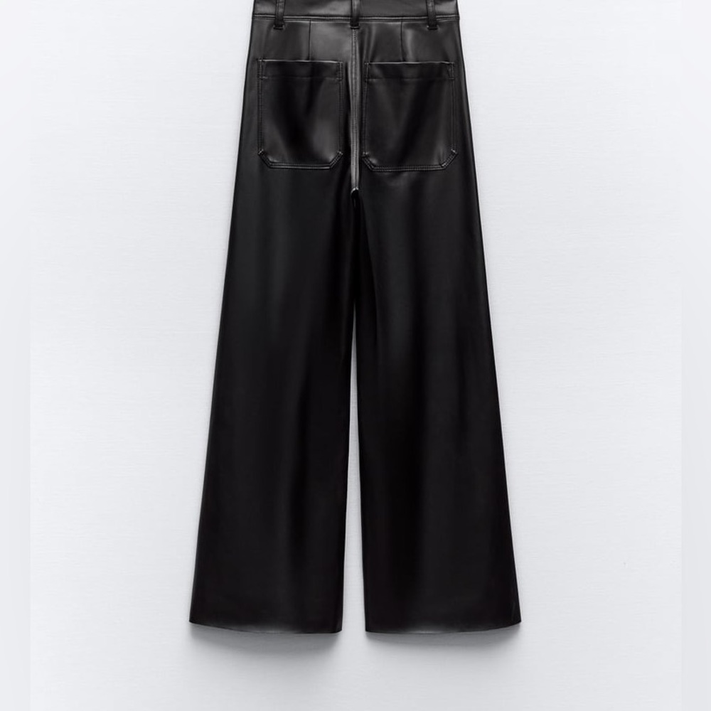 HIGH-WAISTED FAUX LEATHER ZW MARINE STRAIGHT PANTS (pants only) - Picture 3 of 16